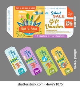 Bundle of gift voucher with additional elements vector illustration to increase the sales against the background of the poster.