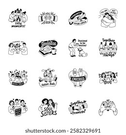 Bundle of Glyph Style Best Friends Stickers 