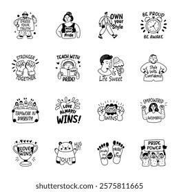 Bundle of Glyph Style LGBT Stickers 