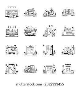 Bundle of Glyph Style Shopping Illustrations 