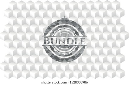 Bundle grey badge with geometric cube white background
