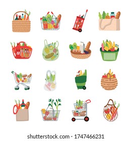 bundle of groceries set icons vector illustration design