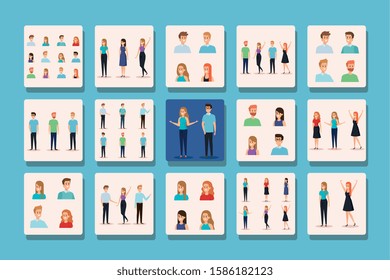 bundle of group business people vector illustration design