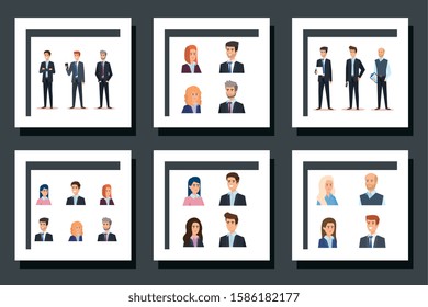 bundle of group business people vector illustration design