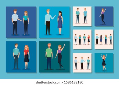 bundle of group business people vector illustration design