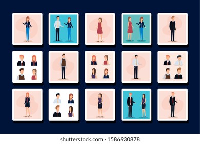 bundle of group business people vector illustration design