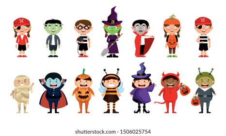 Bundle Halloween Costume Children Stock Vector (Royalty Free ...