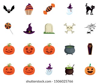 bundle halloween with set icons