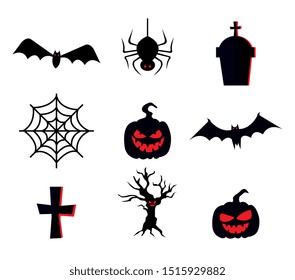 bundle of halloween with set icons