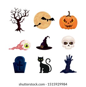 bundle of halloween with set icons