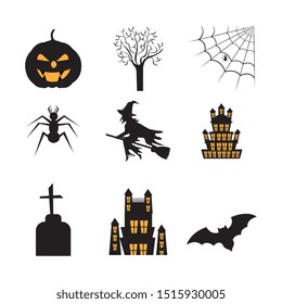 bundle of halloween with set icons