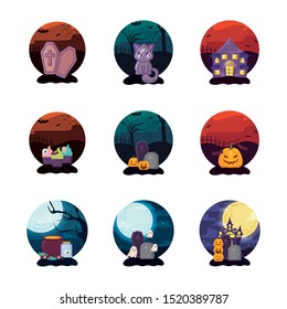 bundle halloween with set icons