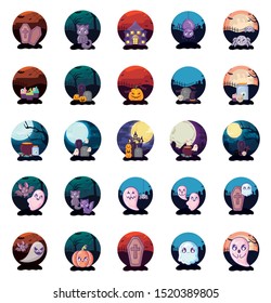 bundle halloween with set icons