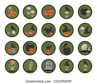 bundle of halloween set icons vector illustration design