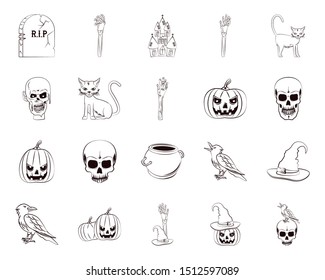 bundle of halloween set icons vector illustration design