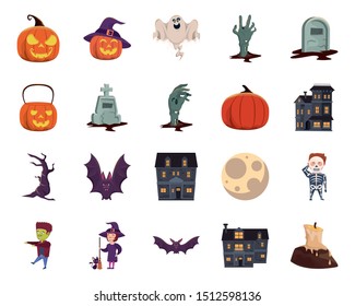 bundle of halloween set icons vector illustration design