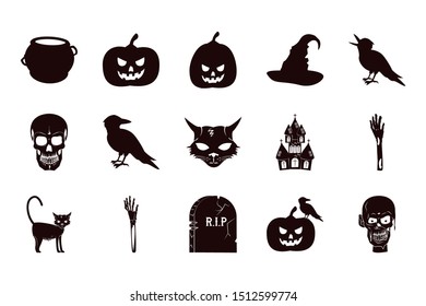 bundle of halloween set icons vector illustration design