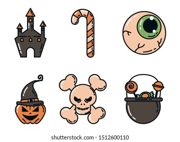 bundle of halloween set icons vector illustration design