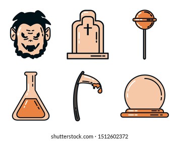 bundle of halloween set icons vector illustration design