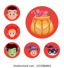 bundle of halloween set icons vector illustration design
