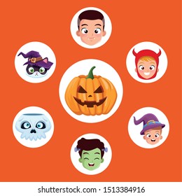 bundle of halloween set icons vector illustration design