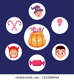 bundle of halloween set icons vector illustration design
