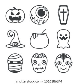 bundle of halloween set icons vector illustration design