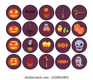 bundle of halloween set icons vector illustration design