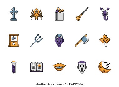 bundle of halloween set icons vector illustration design