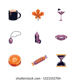 bundle of halloween set icons vector illustration design