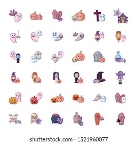 bundle halloween with set icons vector illustration design