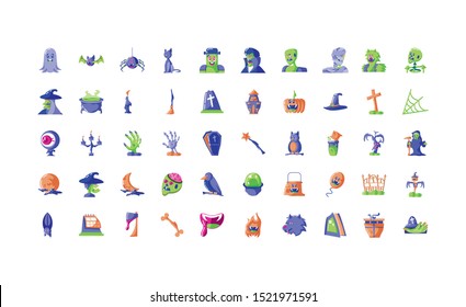 bundle halloween with set icons vector illustration design
