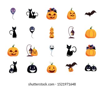 bundle halloween with set icons vector illustration design