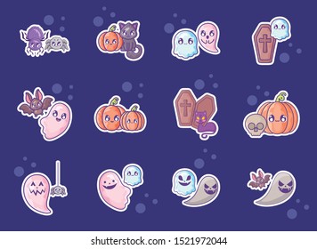 bundle halloween with set icons vector illustration design