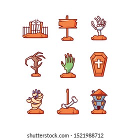 bundle halloween with set icons vector illustration design