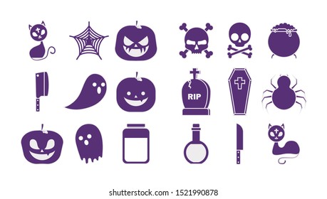 bundle halloween with set icons vector illustration design