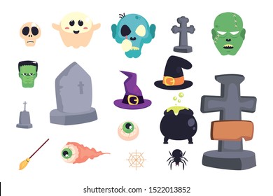 bundle halloween with set icons vector illustration design