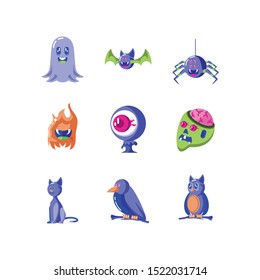 bundle halloween with set icons vector illustration design