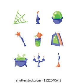 bundle halloween with set icons vector illustration design
