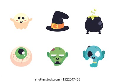 bundle halloween with set icons vector illustration design