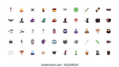 bundle halloween with set icons vector illustration design