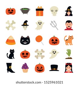 bundle halloween with set icons vector illustration design