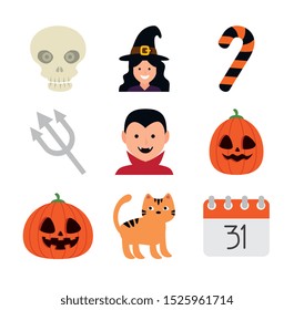 bundle halloween with set icons vector illustration design