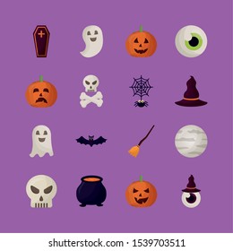 bundle of halloween set icons vector illustration design