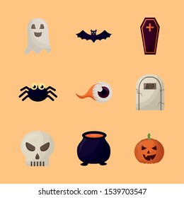 bundle of halloween set icons vector illustration design