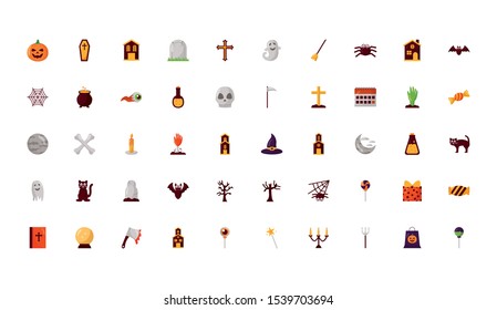 bundle of halloween set icons vector illustration design