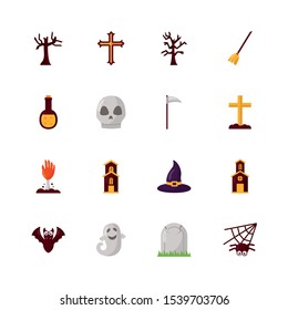 bundle of halloween set icons vector illustration design