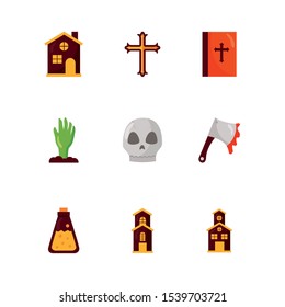bundle of halloween set icons vector illustration design