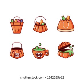 bundle halloween with set icons vector illustration design