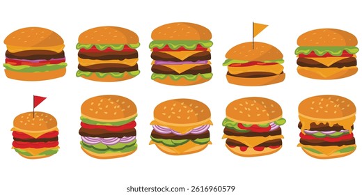 Bundle Hamburger Illustration Design Collection